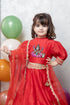 MAA LAKSHMI MOTIF RED LEHENGA SET